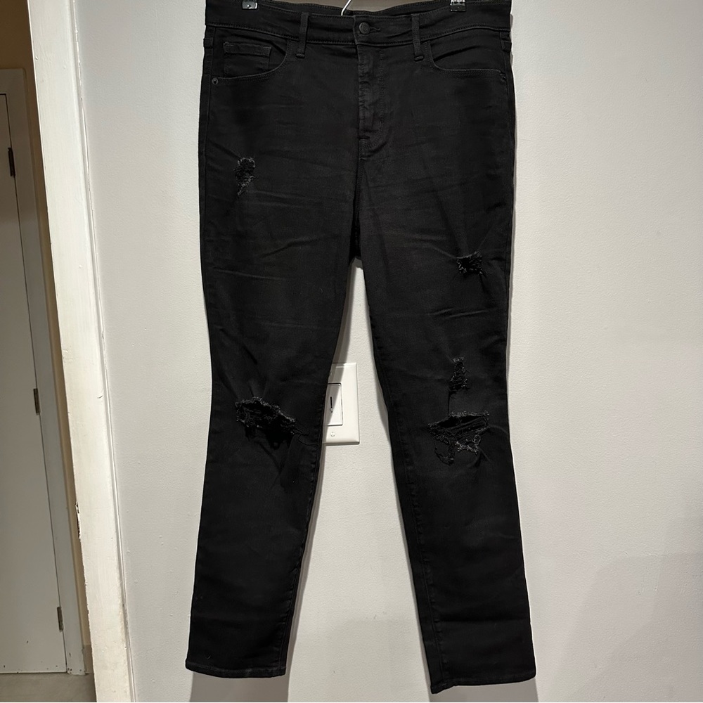Old Navy Factory Distressed High Waist Power Slim Straight Jeans Size 14